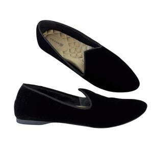 Birdies The Heron Black Velvet Slip-On Smoking Loafers Flats Shoes 7.5 Comfort